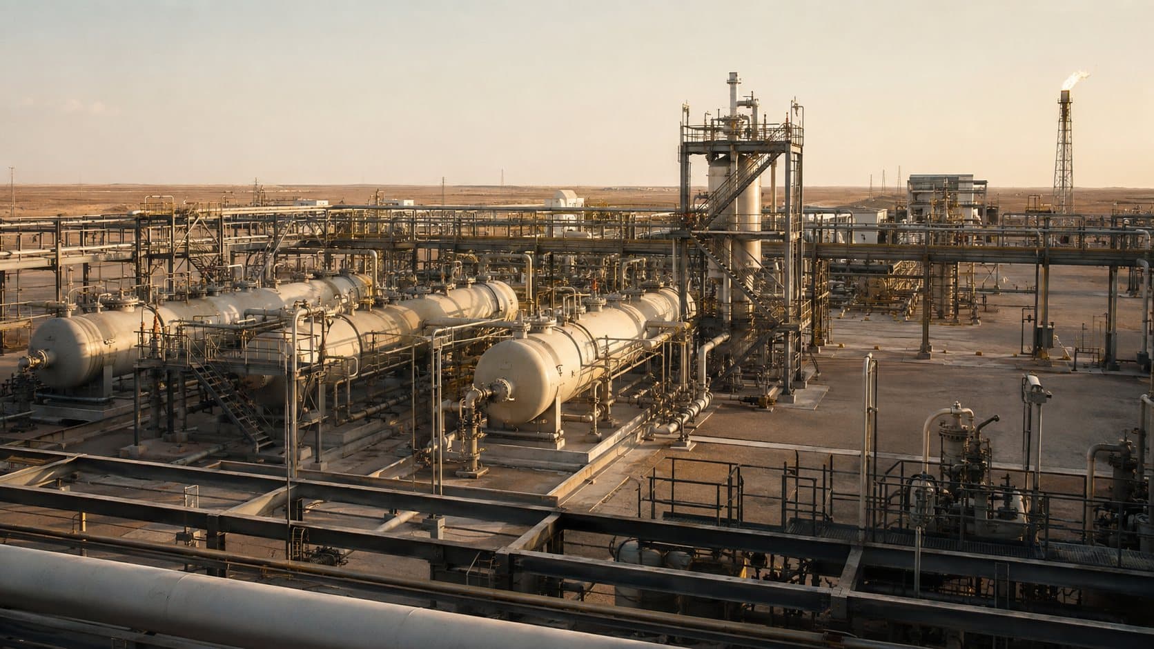 Central processing facility with separators and pipe racks